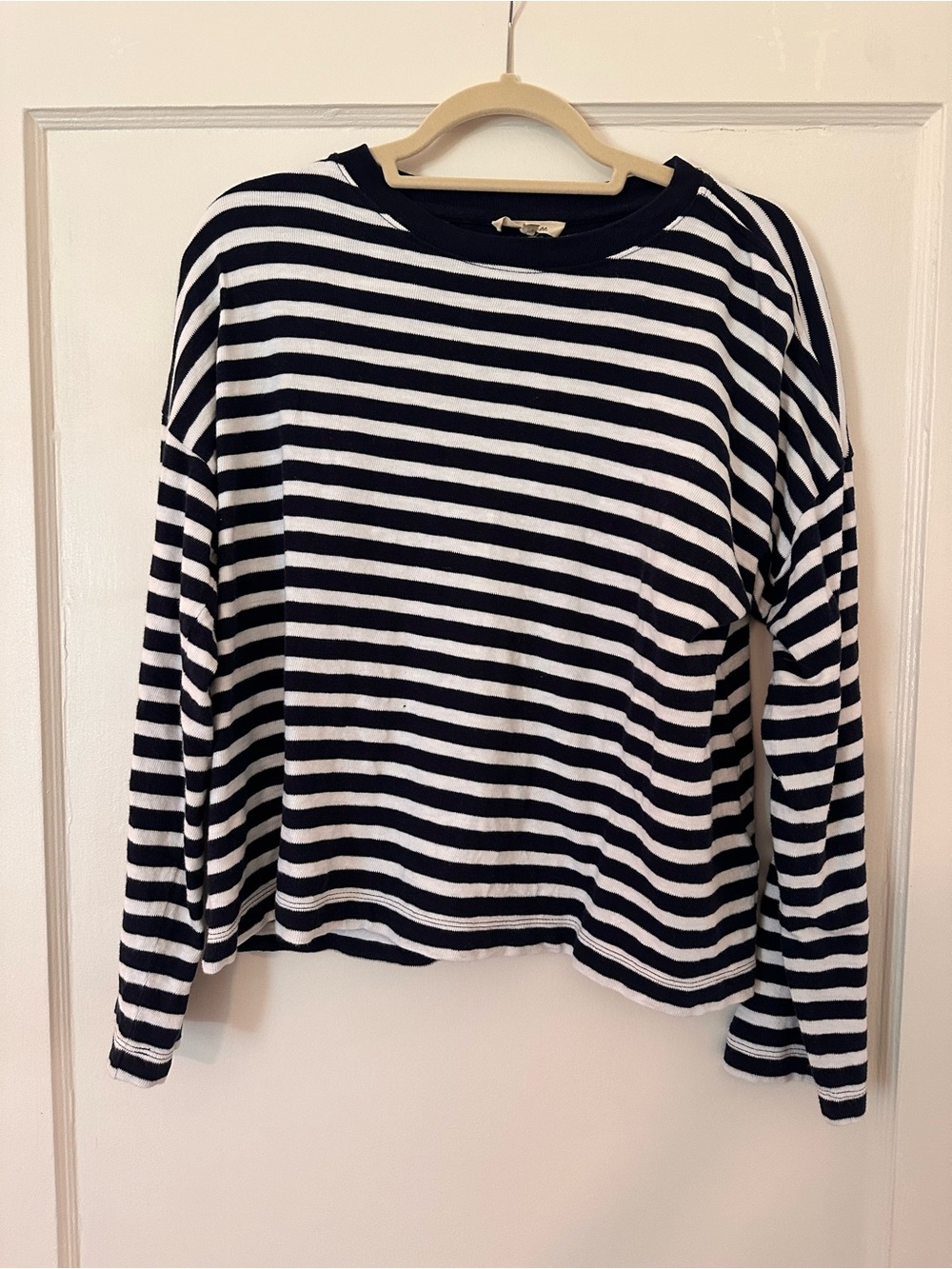 Madewell Navy and White Striped Knit Top